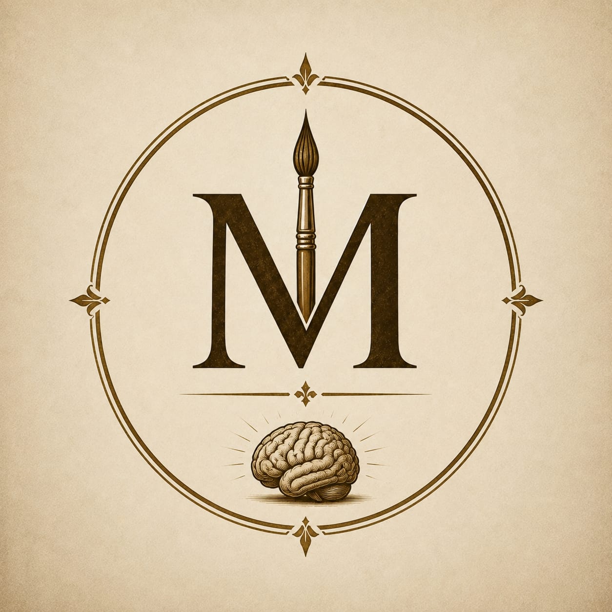 Emblema de Magnos Estudio con una M y un cerebro