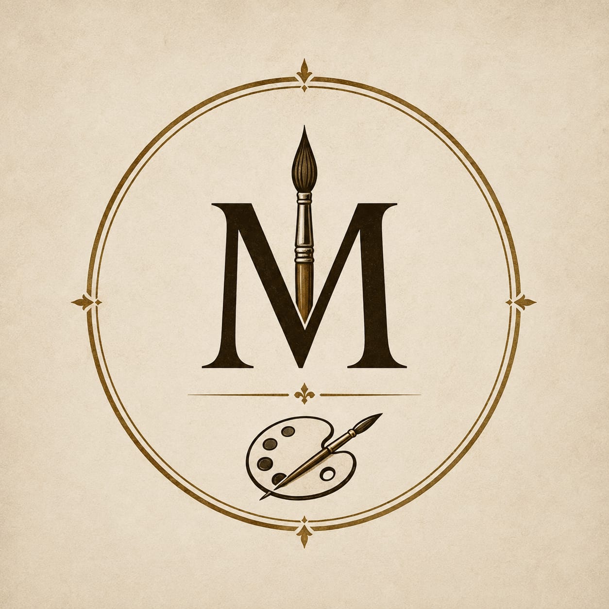 Emblema de Magnos Estudio con una paleta y un pincel